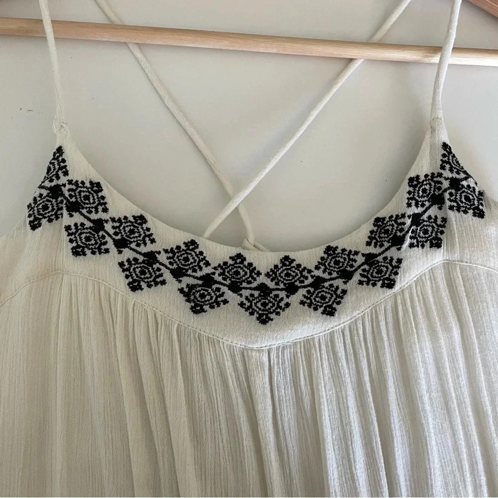 Denim & Supply Ralph Lauren Boho Maxi Dress Cream Embroidered Crochet Lined XS - Picture 3 of 14